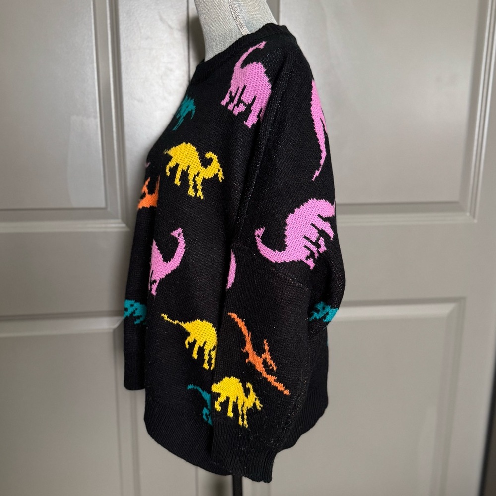 Oversized Dino Pattern Drop Shoulder Sweater - Picture 5 of 6